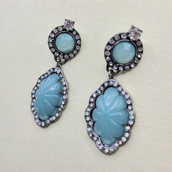 Vintage Dangle/Drop Earrings / Tiffany Blue / Pierced - Picture 1 of 5